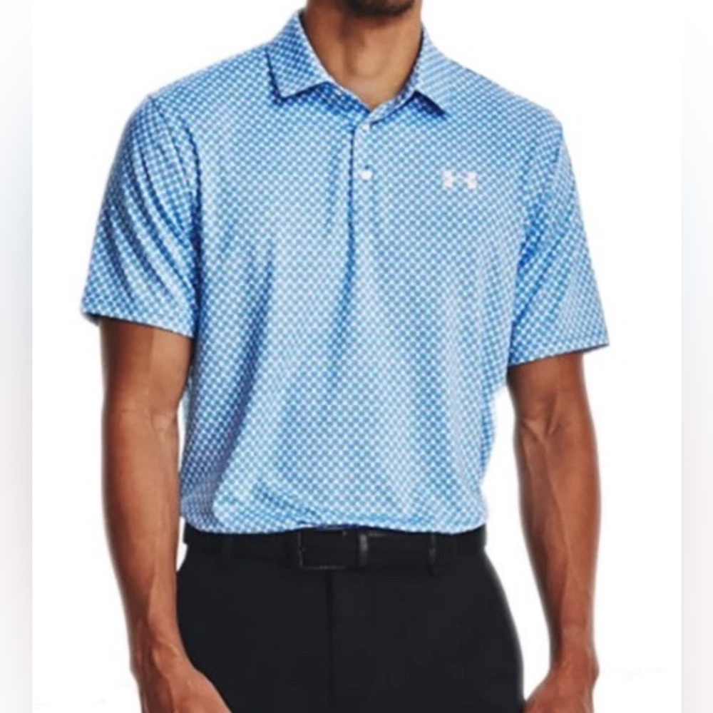 UNDER ARMOUR The PLAYOFF Polo Balloon Print Men’s Size XXL Blue White